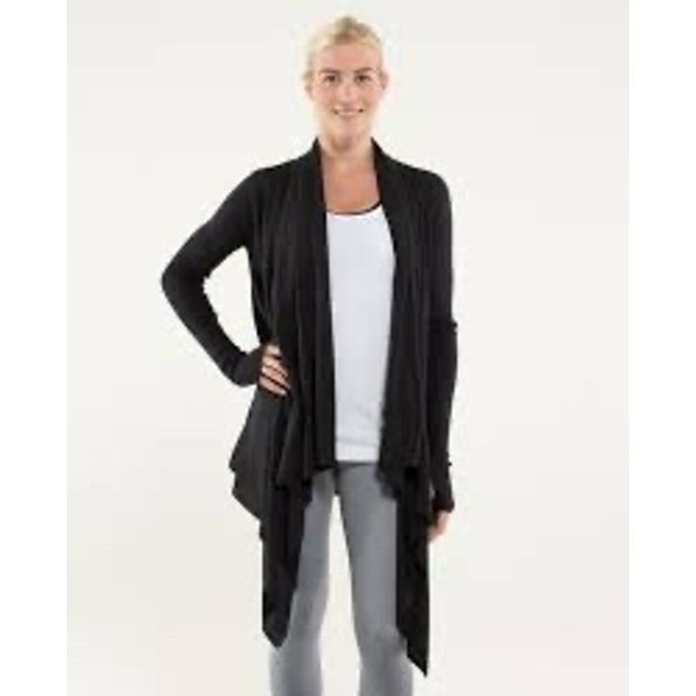 Lululemon Women S Gray Wrap Cardigan Waterfall Draped Long Sleeve Knit Layer Y2K